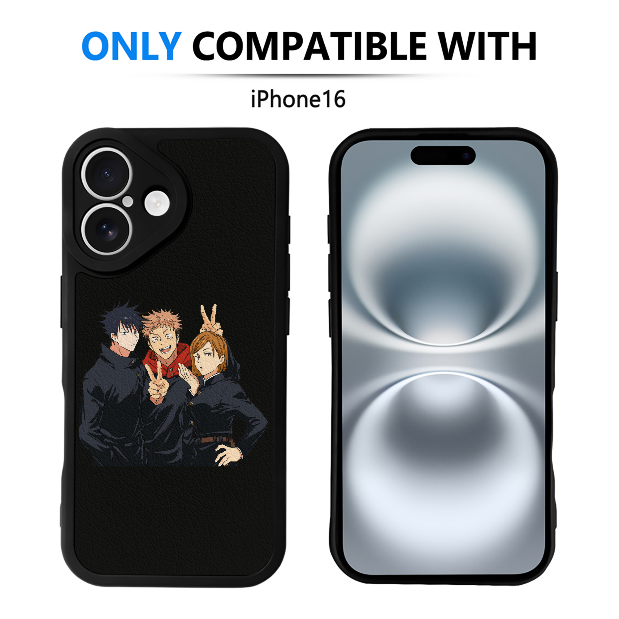 （画像用） 呪術廻戦 Jujutsu Kaisen 【iPhone 16シリーズ対応】シリコンスマホケース（レザー調） 材質：シリコン